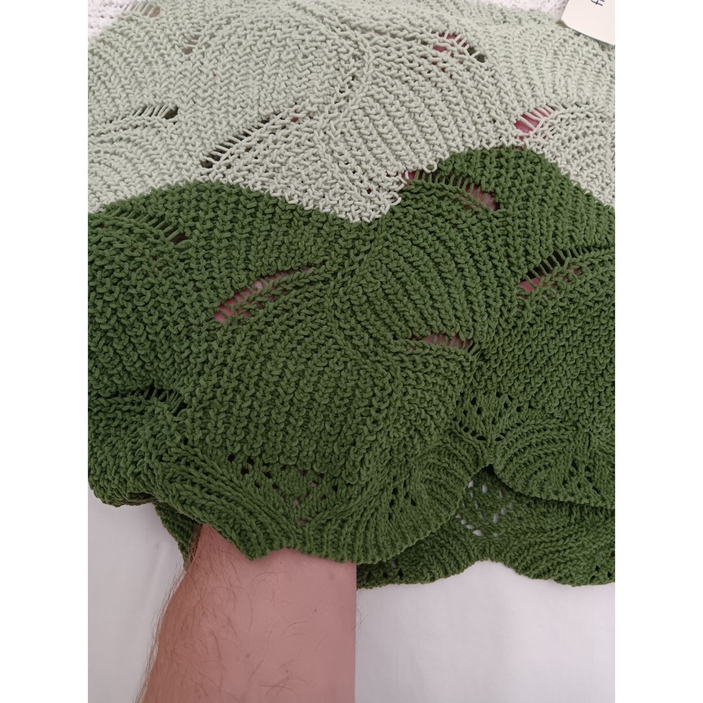 Mi Ami for Francescas Ombre Leaf Knit Crop Sweater Cream Green Size S - Picture 3 of 12